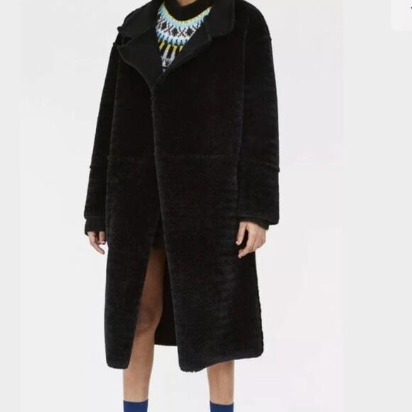 Zara Black REVERSIBLE LONG COAT SUEDE Size XS EUC - Picture 3 of 16